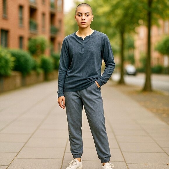 PEACOCKS Ltd from UK Gray Long Sleeve Top Henley Mens XL - Picture 3 of 13